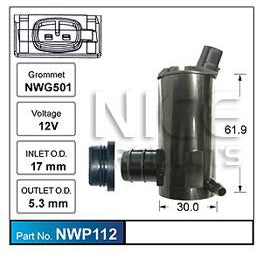 Nice Products Windscreen Washer Pump - NWP112 - A1 Autoparts Niddrie
 - 1