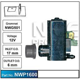 Nice Products Windscreen Washer Pump - NWP1600 - A1 Autoparts Niddrie
 - 1