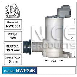 Nice Products Windscreen Washer Pump - NWP346 - A1 Autoparts Niddrie
 - 1