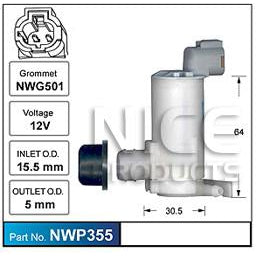 Nice Products Windscreen Washer Pump - NWP355 - A1 Autoparts Niddrie
 - 1