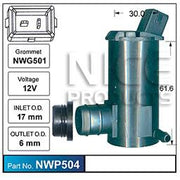 Nice Products Windscreen Washer Pump - NWP504 - A1 Autoparts Niddrie
 - 1