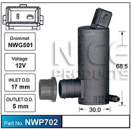 Nice Products Windscreen Washer Pump - NWP702 - A1 Autoparts Niddrie
 - 1