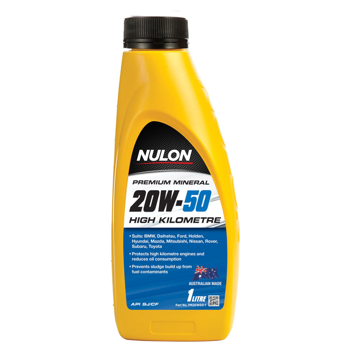 Nulon Premium Mineral 20W-50 High Kilometre Engine Oil - 1 Litre