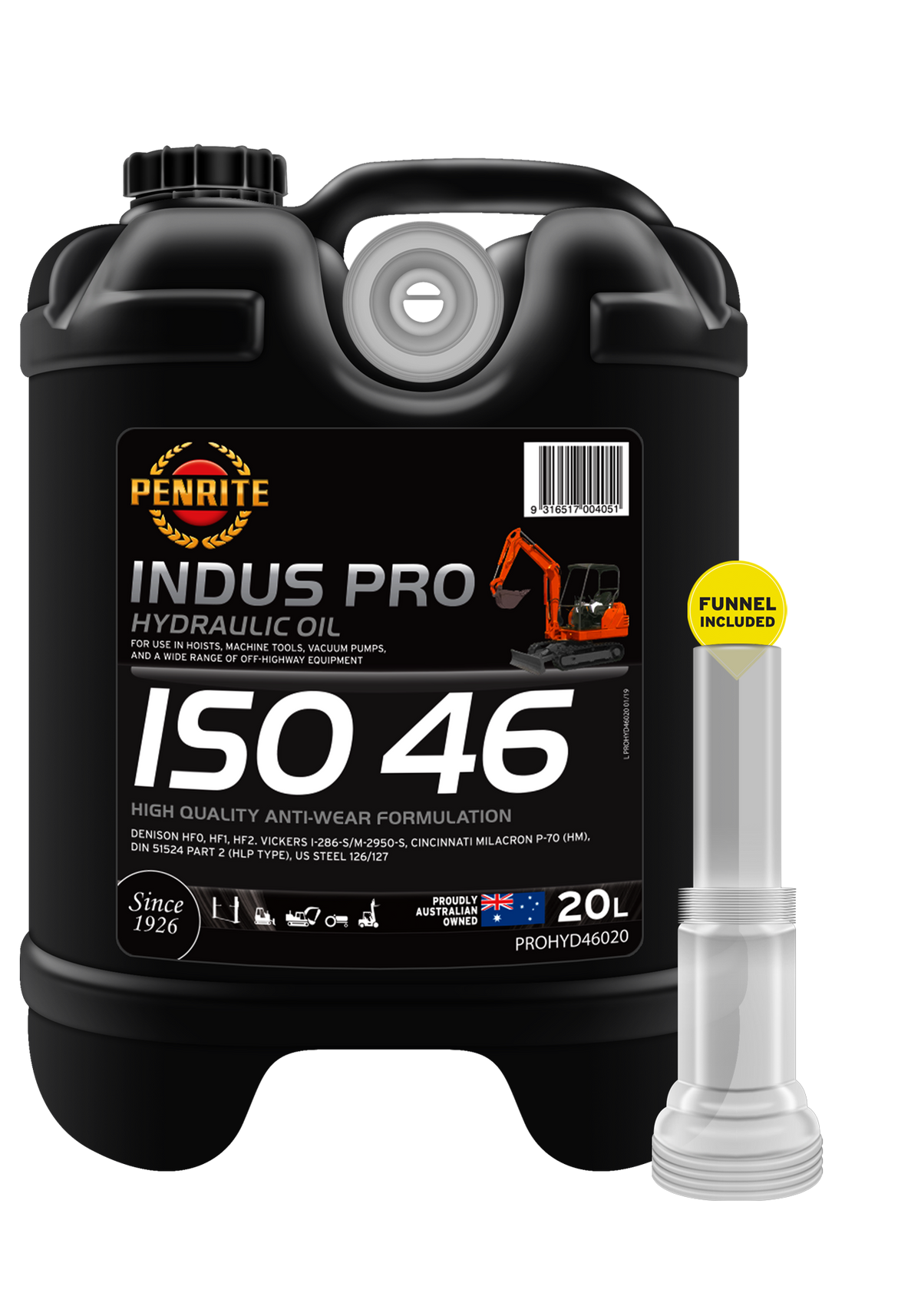 Penrite Indus Pro Hydraulic Oil ISO 46 20 Litre — A1 Autoparts Niddrie