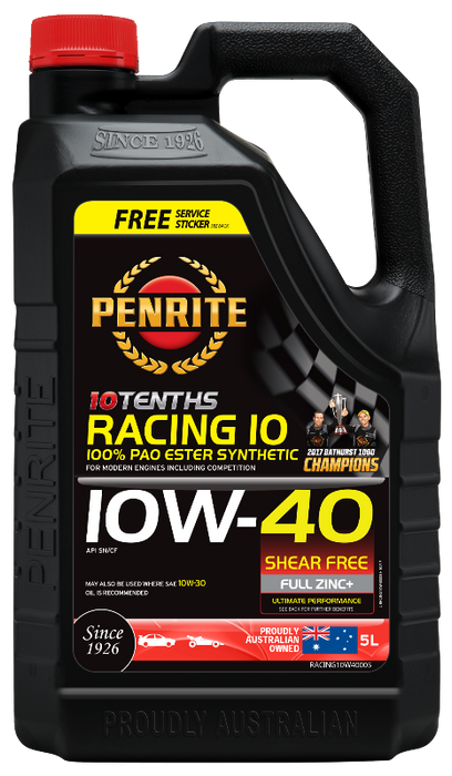 Penrite 10 Tenths Racing 10W40 Engine Oil - 5 Litre