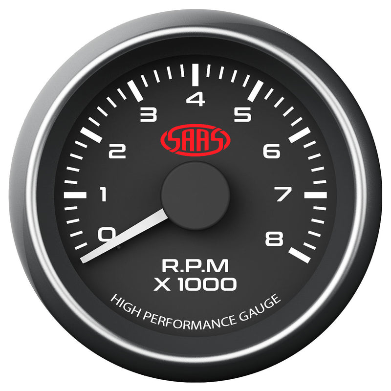 SAAS - 52mm Tachometer - Black face SG-TAC52B