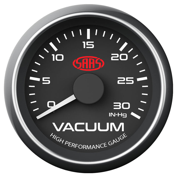 SAAS - 52mm Vacuum Gauge - Black face SG-VAC52B