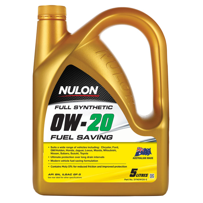 Nulon Full Synthetic 0W-20 Fuel Saving Engine Oil - 5 Litre