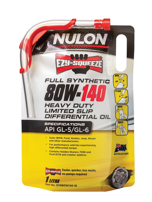 Nulon Full Synthetic 80W-140 Heavy Duty Limited Slip Differential Oil - 1 Litre