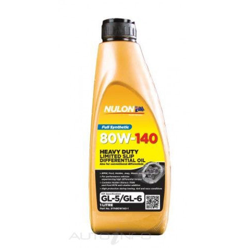 Nulon Full Synthetic 80W140 Heavy Duty Limited Slip Differential Oil - 1Ltr-SYN80W140-1-Nulon-A1 Autoparts Niddrie