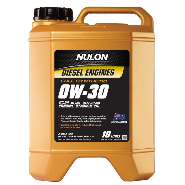 Nulon Full Synthetic 0W-30 C2 Fuel Saving Diesel Engine Oil - 10 Litre