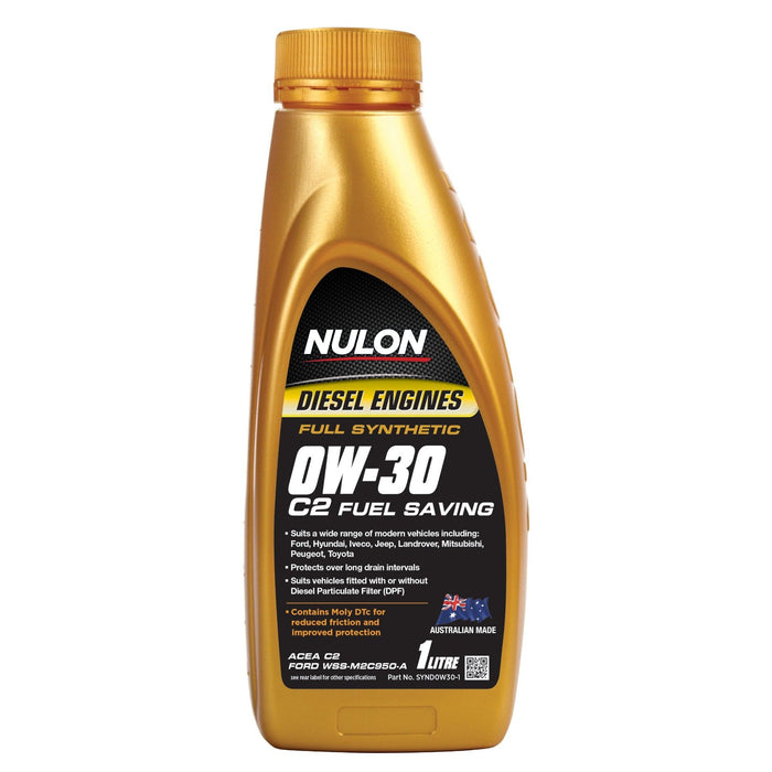 Nulon Full Synthetic 0W-30 C2 Fuel Saving Diesel Engine Oil - 1 Litre