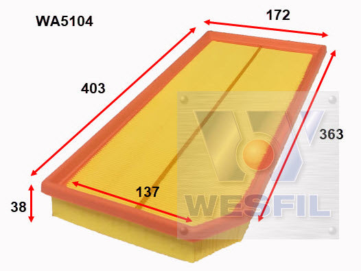 Wesfil Air Filter - WA5104 (A1640)