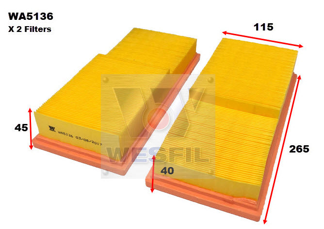 Wesfil Air Filter - WA5136 (A1567)