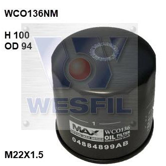 Wesfil Oil Filter - WCO136NM