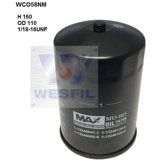 Wesfil Oil Filter - WCO58NM (Z618 / Z776)