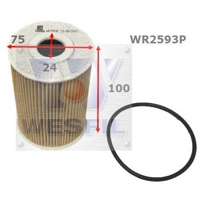 Wesfil Oil Filter - WR2593P (R2593P) - Nissan