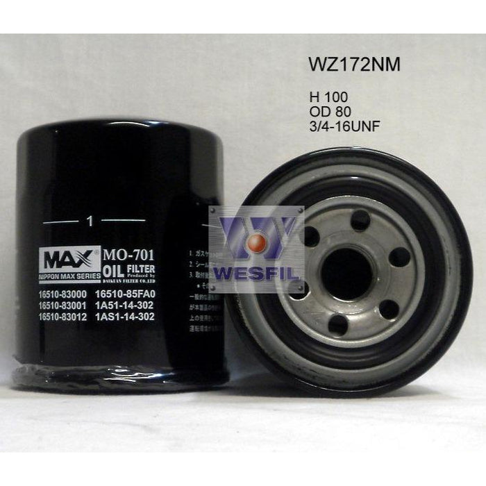 Wesfil Oil Filter - WZ172NM (Z172)