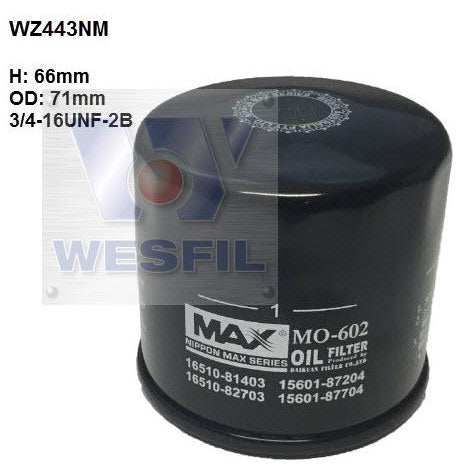 Wesfil Oil Filter - WZ443NM (Z443)