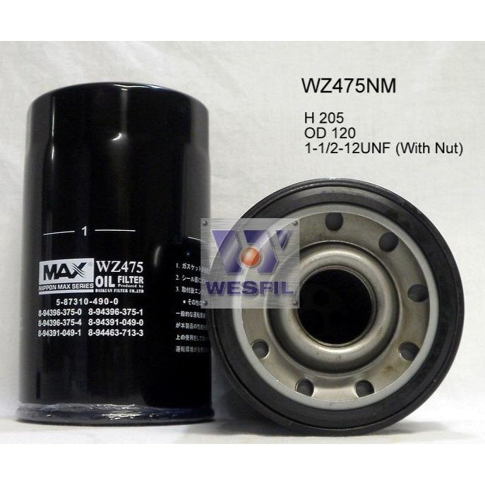 Wesfil Oil Filter - WZ475NM (Z475)