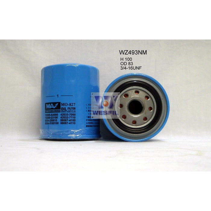 Wesfil Oil Filter - WZ493NM (Z493) - Nissan, Subaru