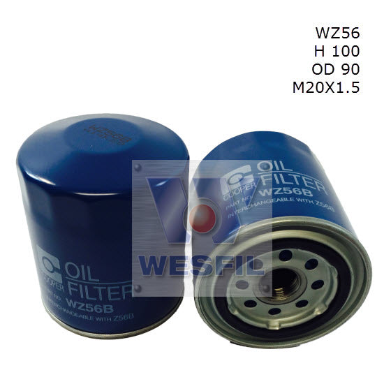 Wesfil Oil Filter - WZ56 (Z56B) - Ford, Holden, Mazda, Mitsubishi