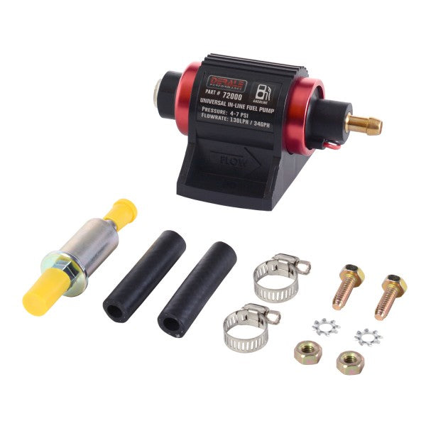 Derale Performance Universal In Line Fuel Pump (Petrol) [130LPH 4-7 PSI] - 72000