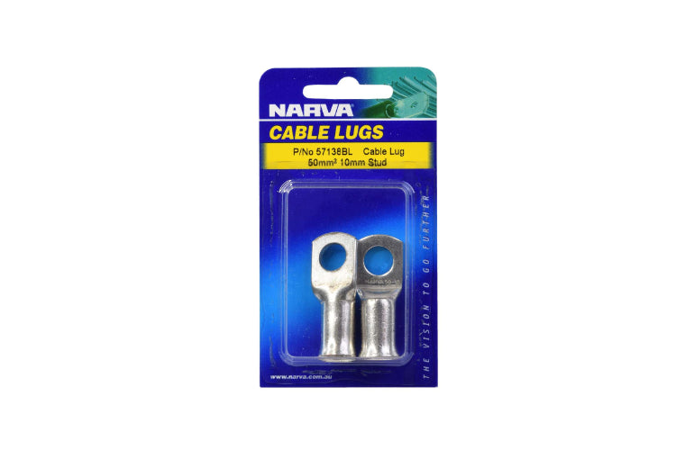 Narva Cable Lug 50mm2 10mm Stud (Pack of 2) - 57138BL