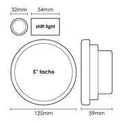 SAAS - 5 inch Tachometer- Black face SG-TAC5B-SGTAC5B-SAAS-A1 Autoparts Niddrie