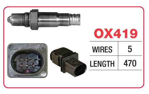 Goss Oxygen Sensor - 5 Wire - BMW, Dodge, Fiat, Hyundai, Jeep, Kia, Mercedes Benz, Mini - OX419