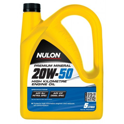 Nulon Premium Mineral 20W50 High Kilometre Engine Oil - 5Ltr - A1 Autoparts Niddrie
