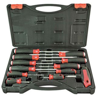 12 Piece Go Through Screwdriver Set with 1/4" Drive Square & T-Handle Rachet Drive - PT30205