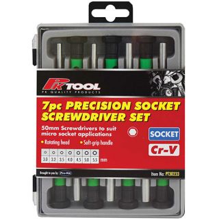 7 Piece Precision 6 Point Socket Screwdriver Set - PT30233
