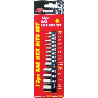 13 Piece SAE Hex Bit Set with 1/4" & 10mm Adaptor - PT30510