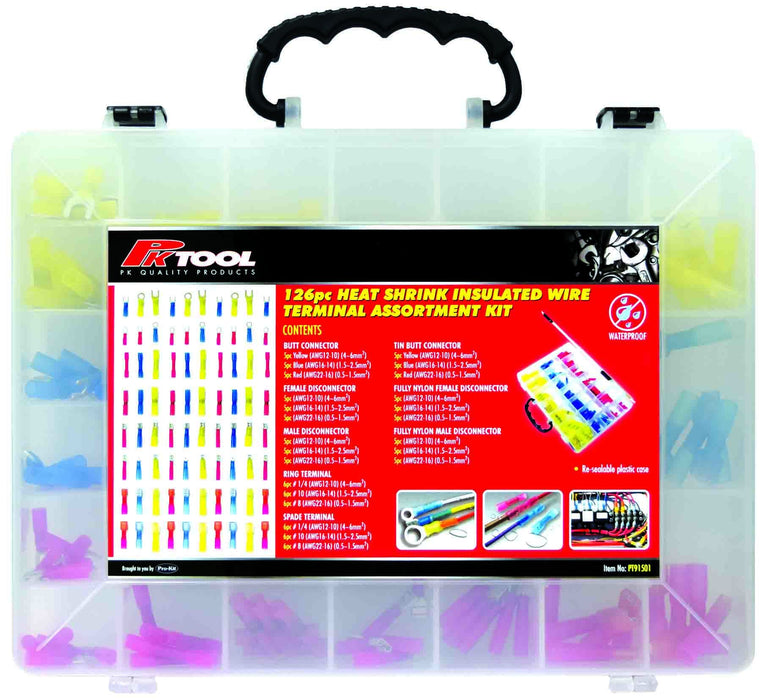 126 Piece Heat Shrink Insulated Wire Terminal Assortment - PT91501