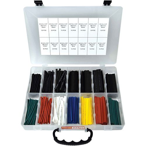 250 Piece Multi Coloured Heat Shrink Tube Assortment - PT91520