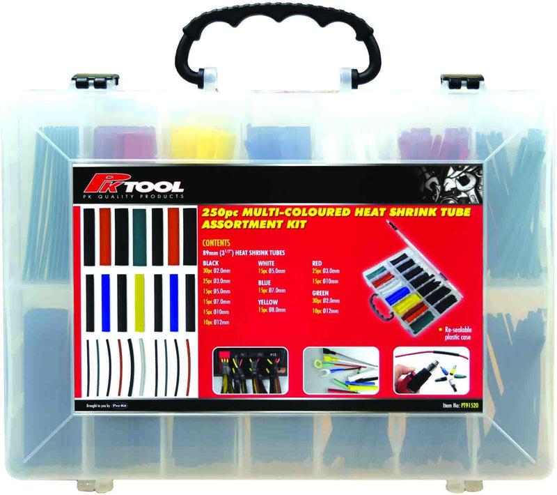 250 Piece Multi Coloured Heat Shrink Tube Assortment - PT91520