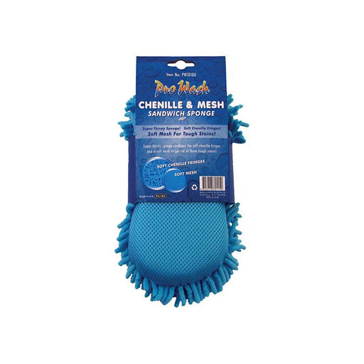 Sponge with Microfibre Fringes & Chenile Scouring Pad - PW10100 - A1 Autoparts Niddrie