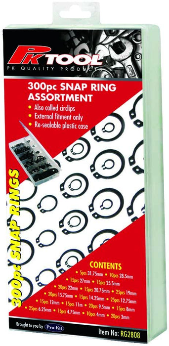 300 Piece External Circlip (Snap Ring) Assortment - RG2808