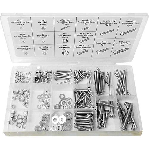 224 Piece Stainless Steel Nut, Bolt & Washer Assortment - RG28109