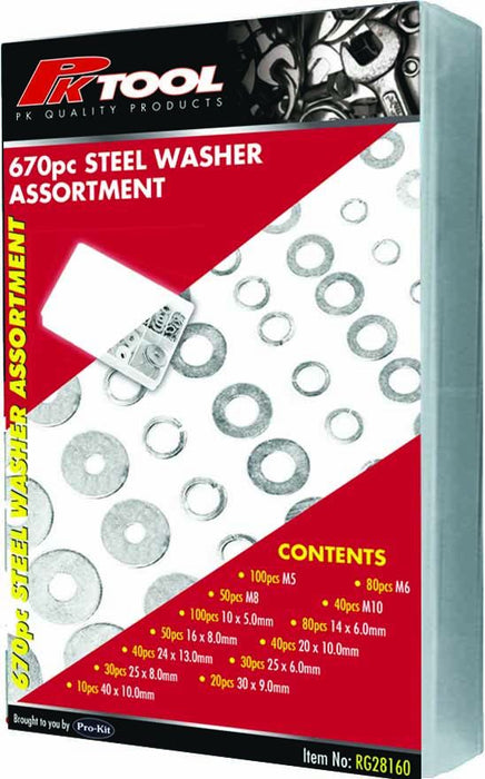 670 Piece Steel Washer Assortment - RG28160