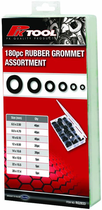 180 Piece Rubber Grommet Assortment - RG2833