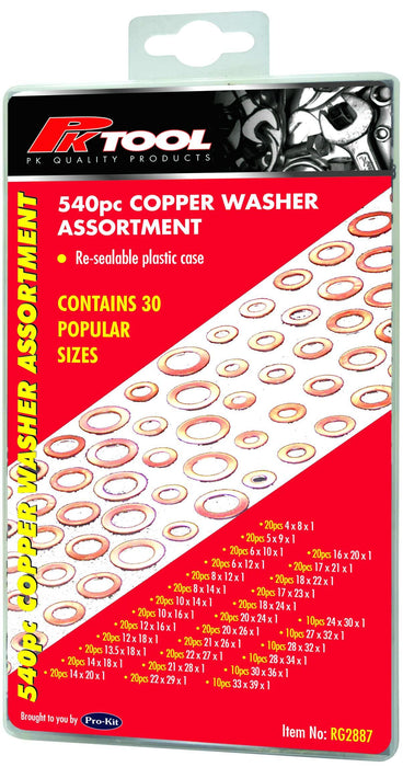 540 Piece Copper Washer Assortment - RG2887