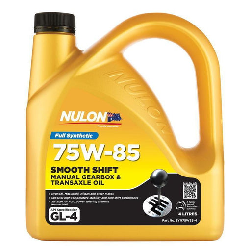 Nulon Full Synthetic 75W85 Smooth Shift Manual Gearbox & Transaxle Oil - 4Ltr-SYN75W85-4-Nulon-A1 Autoparts Niddrie
