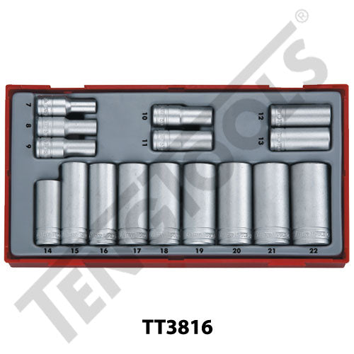 Teng Tools 16 Piece 3/8" Drive Deep Socket Set TC-Tray - TT3816 - A1 Autoparts Niddrie