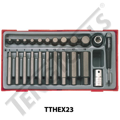 Teng Tools 23 Piece Hex Bit Set 40/75mm TC-Tray - TTHEX23 - A1 Autoparts Niddrie
