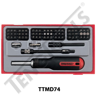Teng Tools 74 Piece Ratcheting Bit Driver Set TC-Tray - TTMD74 - A1 Autoparts Niddrie