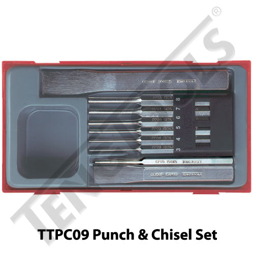 Teng Tools 9 Piece Pin Punch & Chisel Set TC-Tray - TTPC09 - A1 Autoparts Niddrie