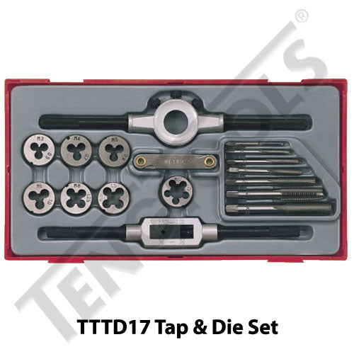 Teng Tools 17 Piece Metric Tap & Die Set TC-Tray - TTTD17 - A1 Autoparts Niddrie